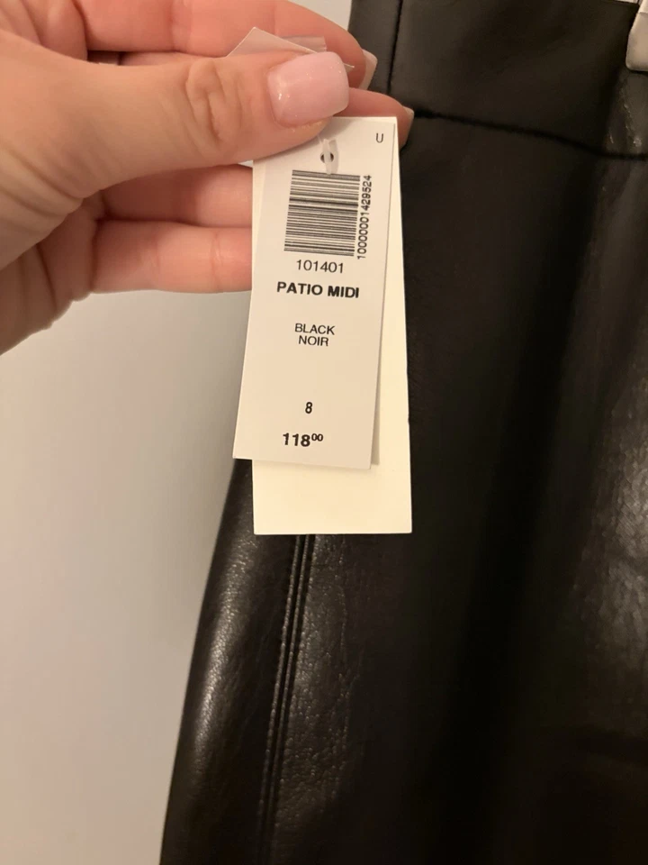 Wilfred Aritzia Black Vegan Leather Patio Midi Skirt Sz 8 Retail $118 - Image 3 of 4