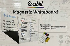 Scribbl Magnetic Whiteboard Dry Erase Board Set w/ 4 Markers Eraser