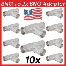 10 Pack BNC Jack to Dual BNC Jacks Adapter Coaxial 2-Way Female Splitter Coupler