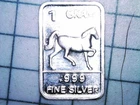 1 gram silver with horse design 0.999 FINE SILVER BAR