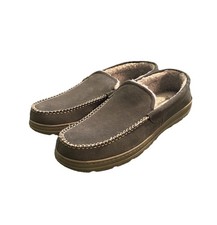 Eddie Bauer Men s Loudon Suede Memory Foam Faux Fur Slipper Gray 13 XXL Shoes