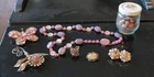 Vintage Lot of Costume Jewelry *Pins,Earrings,Ring,Necklace,and bottle of Beads