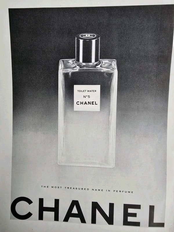 1950 Chanel Toilet Water No. 5 Bottle Vintage original fragrance Ad