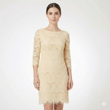 Eliza J Dress Women's 6 Buttercream Yellow Lace Sheath Knee Length