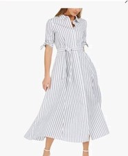 calvin klein striped shirt dress Yarn-Dyed Poplin Cotton Shirt Dress