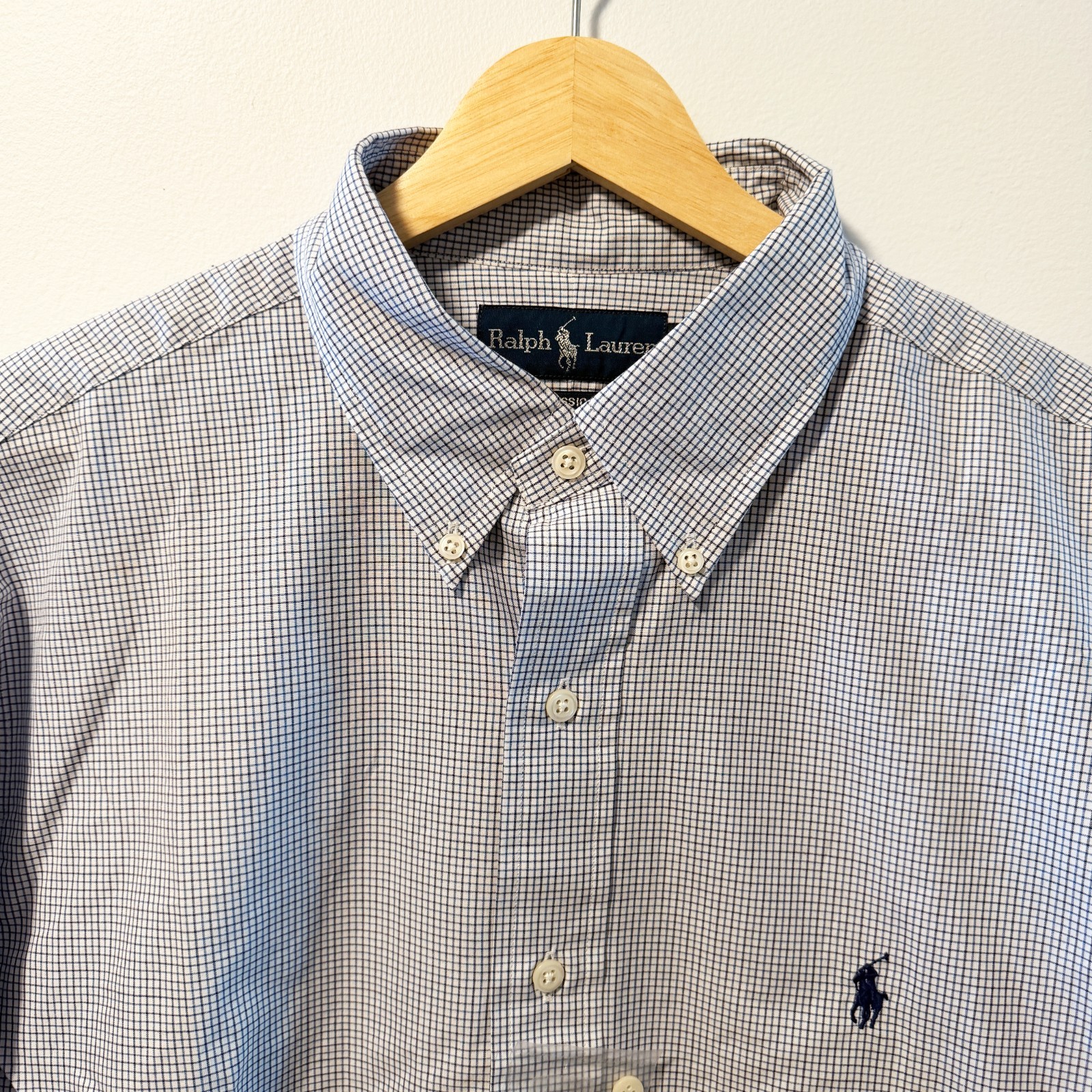 Polo Ralph Lauren Classic Fit Shirt NWT Size 16 32/33 Navy White Check Cotton thumbnail 2