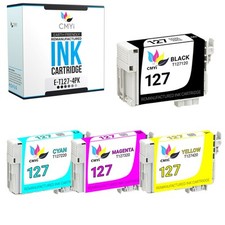 4-Pack CMYi Replacement 127 Ink Cartridges for Epson Workforce WF-3520 WF-3530