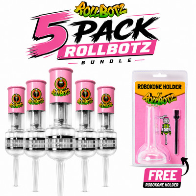 RollBotz RoboKone Cone Filler Grinder Pink 5-Pack + Free RoboKone Holder