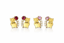 14k Yellow Gold Cat CZ Stud Earring