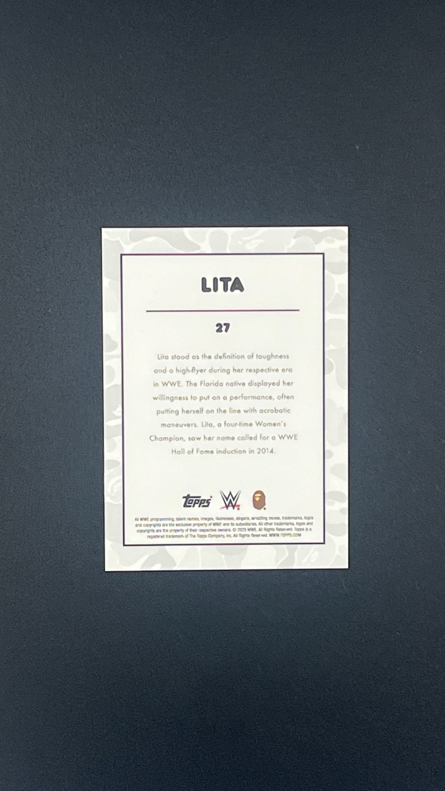 2025 Topps WWE x BAPE Lita Multi Camo 5/5 #27 thumbnail 2