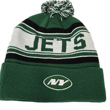 NFL Team Apparel Boys New York Jets Pom-Pom Knit Beanie Cap Hat Green