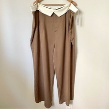 NEW Reformation Stevie Wide Leg Trouser Pant Mushroom Brown Size 22 NWT