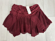 NWT Urban Outfitters Assymetrical Mini Skirt Sz XS Burgundy Ruffles