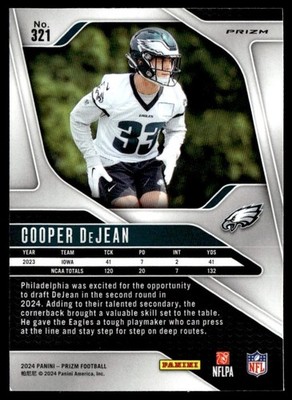 2024 Prizm Red White Blue Cooper DeJean Rookie Philadelpha Eagles