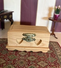 Dollhouse Miniature Unfinished Wood Hope Chest Blanket Trunk 1:12. Concord