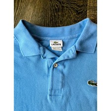 Lacoste Polo Shirt Blue Croc Logo Short Sleeve Cotton Men s Size 9
