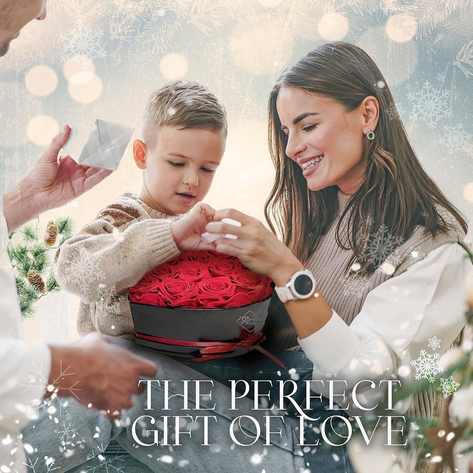 16 Red Roses Heart Box - Luxurious Preserved Floral Keepsake for All ...