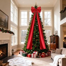 Christmas Tree Topper Bow, Double-Layer Giant Bows Christmas Decorations, Chr...