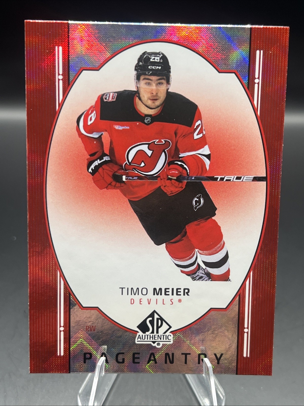Upper Deck SP Authentic 2025-26 Pageantry Red Timo Meier Devils #P-74