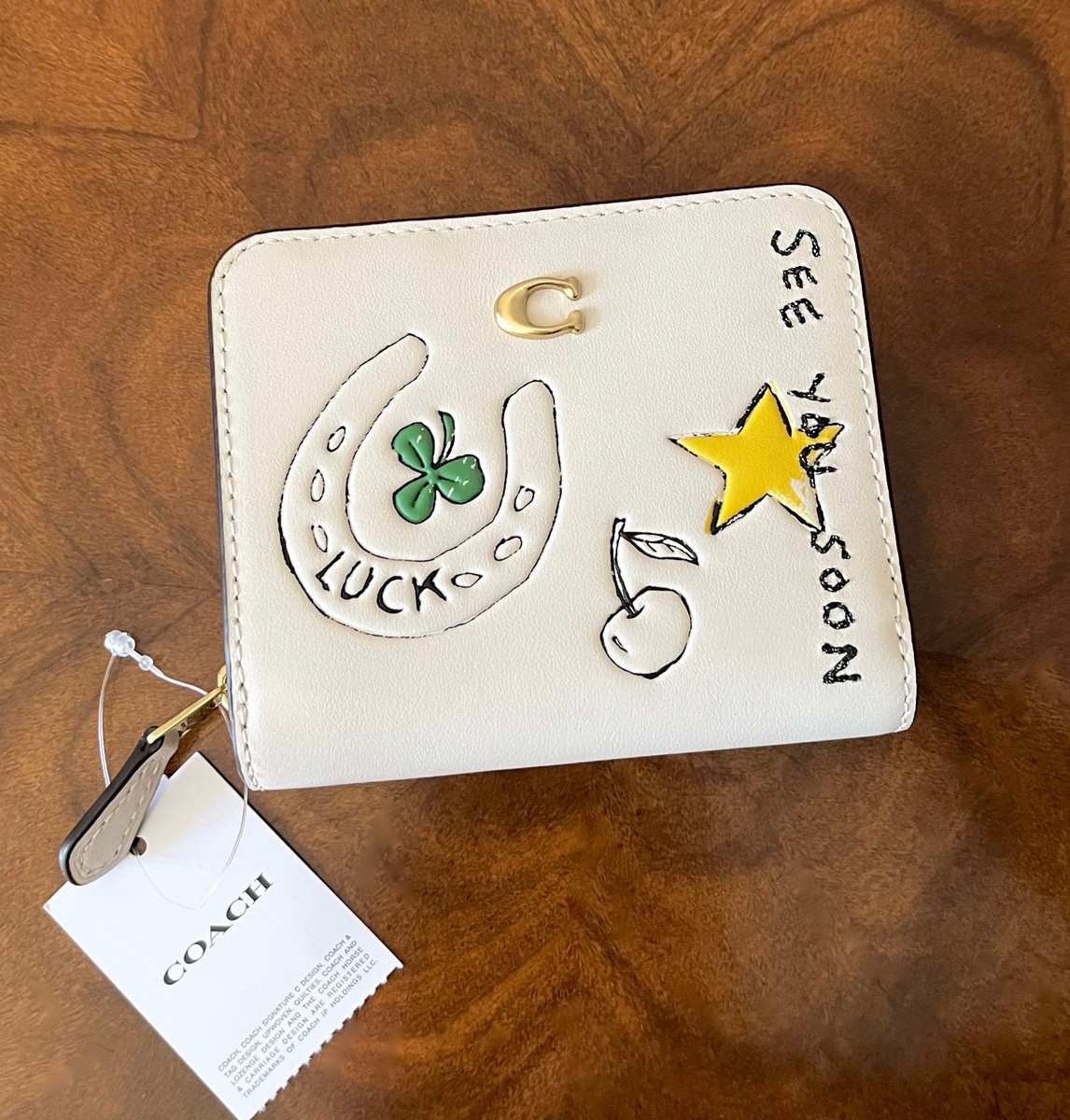 小物 Coach Bleecker Signature Flap Wallet Coach bleecker flap leather - Gem