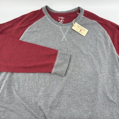 RedHead T-Shirt Mens 2XL Raglan Long Sleeve Heather Grey Burgundy NWT