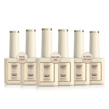 Gel Top Coat, Builder Gel and Base Coat Set, 6 Pcs 16Ml Clear Glossy No Wipe Com