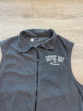 Vintage Depoe Bay Oregon Fleece Vest Mens XXL Gray Full Zip USA Made Flaw