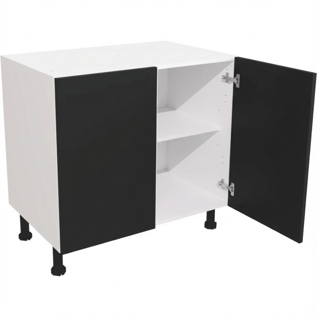 Fully Assembled Kitchen 900mm Base Unit Matt Black Cabinet