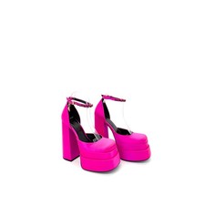 NIB Versace Aevitas Platform Pumps 38.5 Pink Flamingo Satin Crystal $1,575