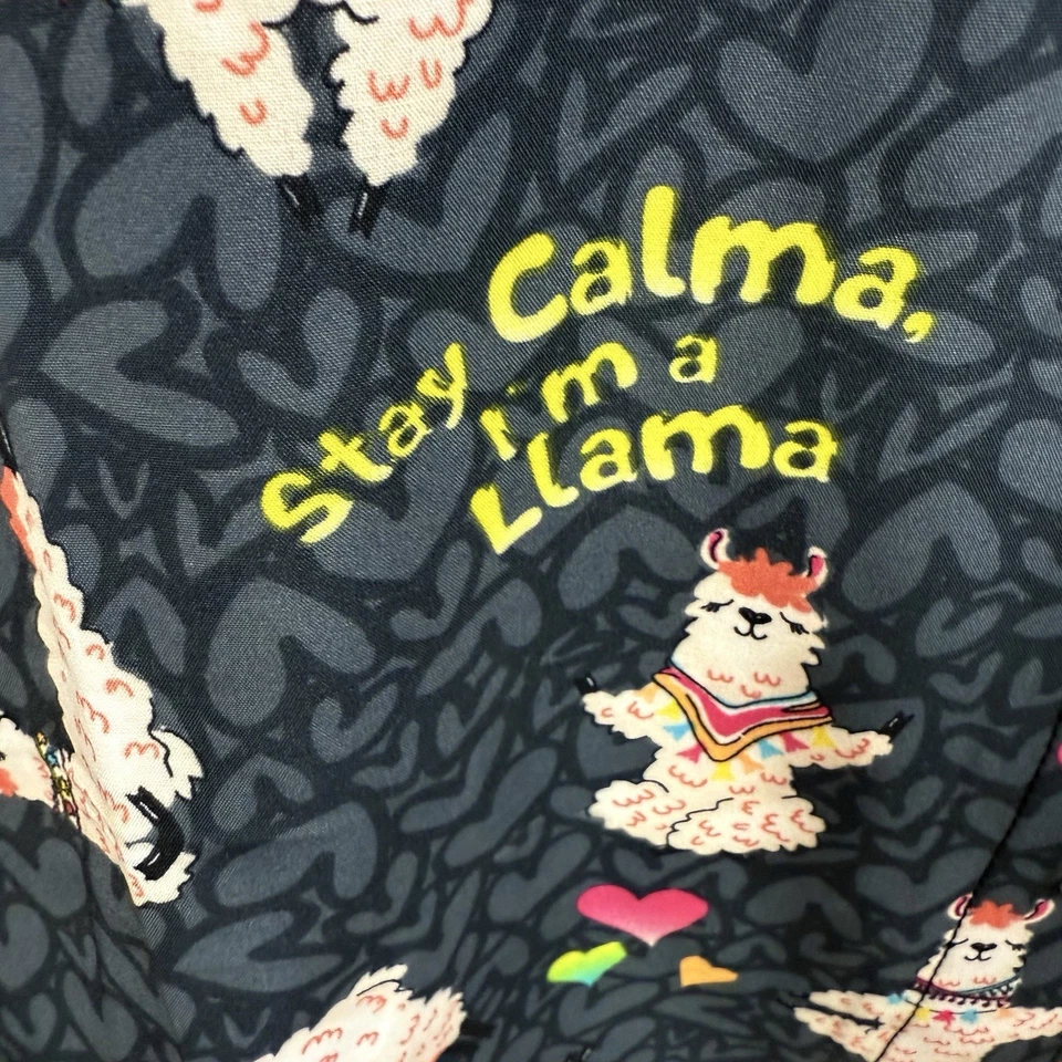 NWT Cherokee Scrub Jacket Plus 5x Pewter Gray Llama Yoga Pose Snap Front Scrubs - Image 4 of 4