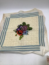 Columbia Minerva Needlepoint Pillow Cover Panel Finished Floral Bouquet 14x14