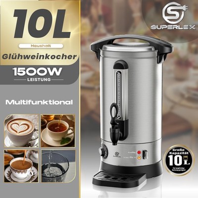 SUPERLEX 10 Liter Glühweinkocher Füllstandanzeige Edelstahl Glühweinautomat Tee
