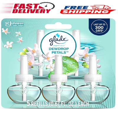 Glade PlugIns Refills Air Freshener, Dewdrop Petals, Home and Bathroom, 0.67 Fl