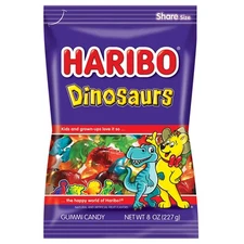 Haribo 8 oz DINOSAURS Gummi Candy Gummy Limited Edition Share Size * BB 2/2026 *