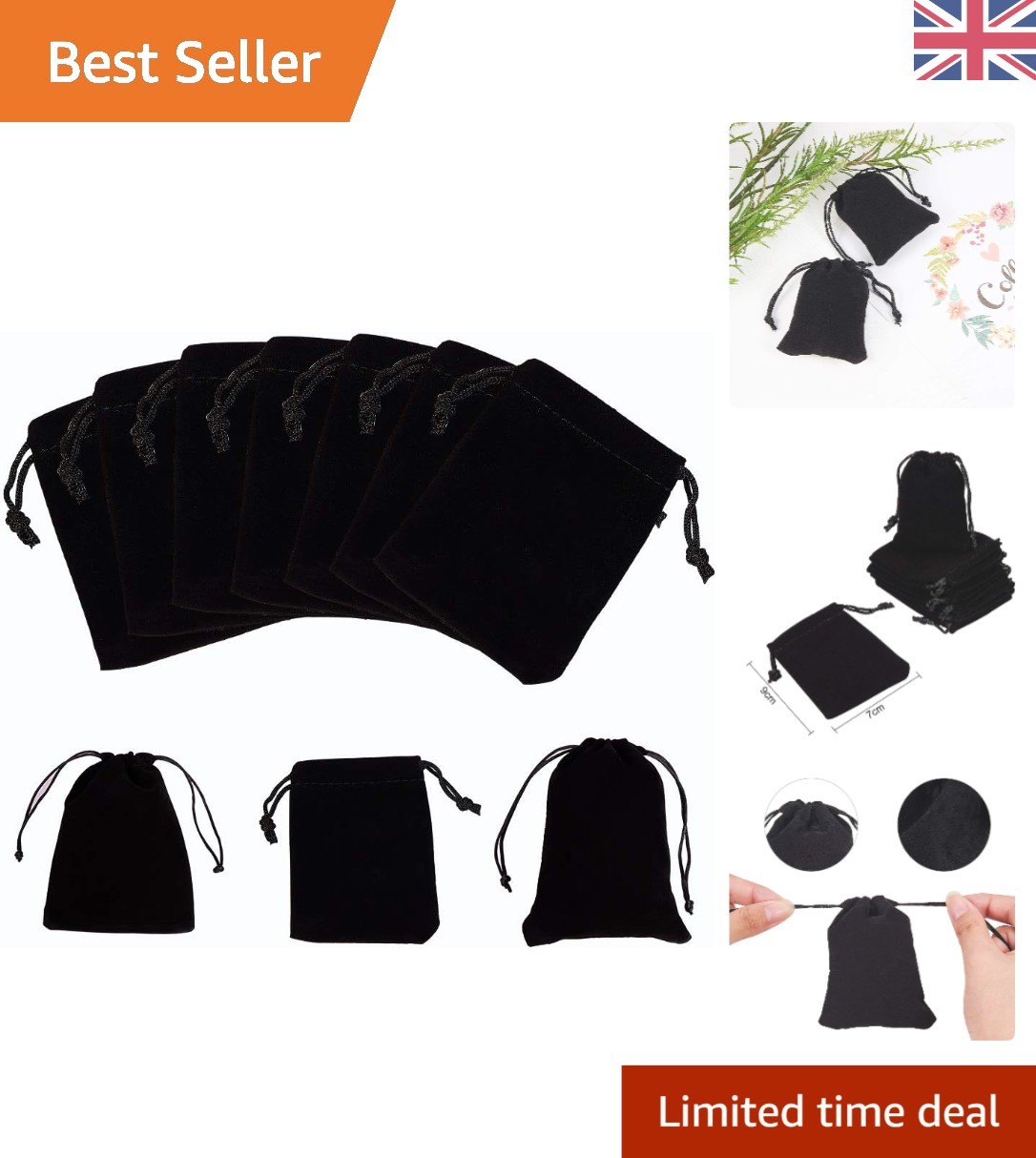 Luxurious 50pc Velvet Drawstring Bags - Perfect for Jewelry & Wedding Favors