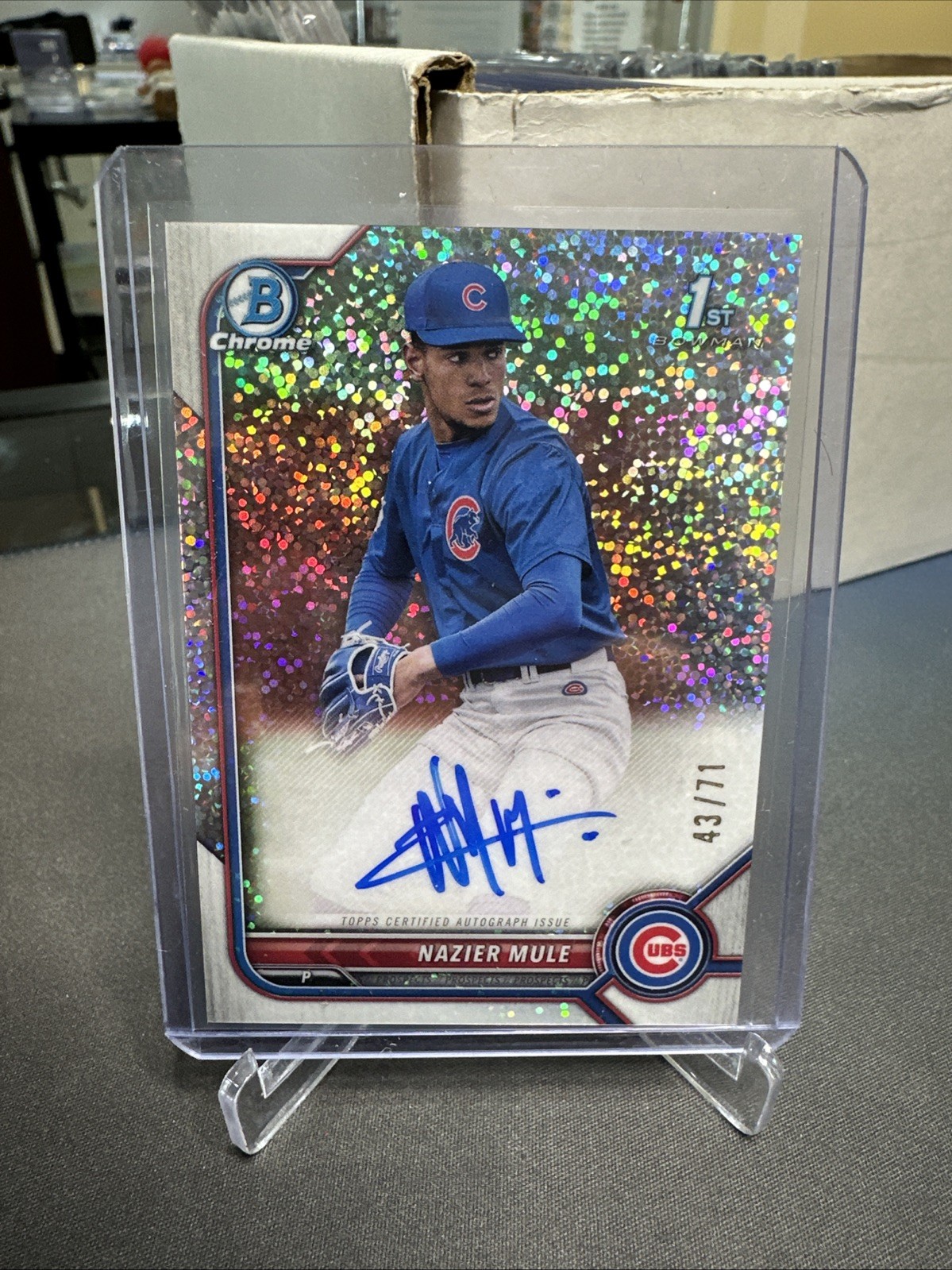 2022 Bowman Chrome Nazier Mule Sparkle Refractor 1st SP RC Auto #/71 #CDA-NME