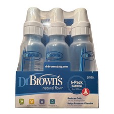 Dr Brown's Natural Flow 6-Pack Narrow - 8oz, Blue NEW