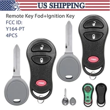2 Car Fob Keyless Entry For 2002 2003 2004 2005 Dodge Ram 1500 2500 3500 + Key