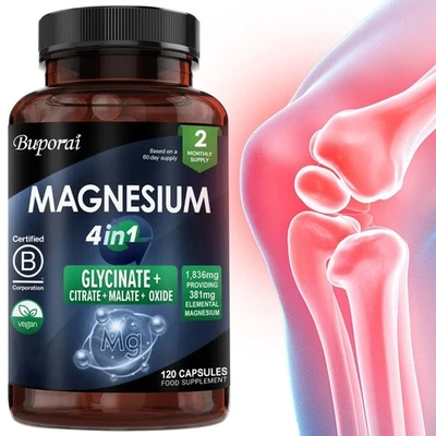 BUPORAI Magnesium 4 in1 - Glycine, Malate, Supports Bone & Muscle Health, Nervous System