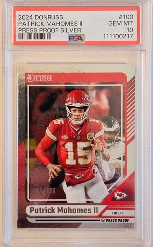 2024 Panini Donruss Patrick Mahomes II #100 Silver Press Proof /100 PSA 10 Pop 2