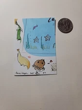 Double-Sided Original Hand Painted ACEO – Whimsical Faces & Creatures - Signed 7