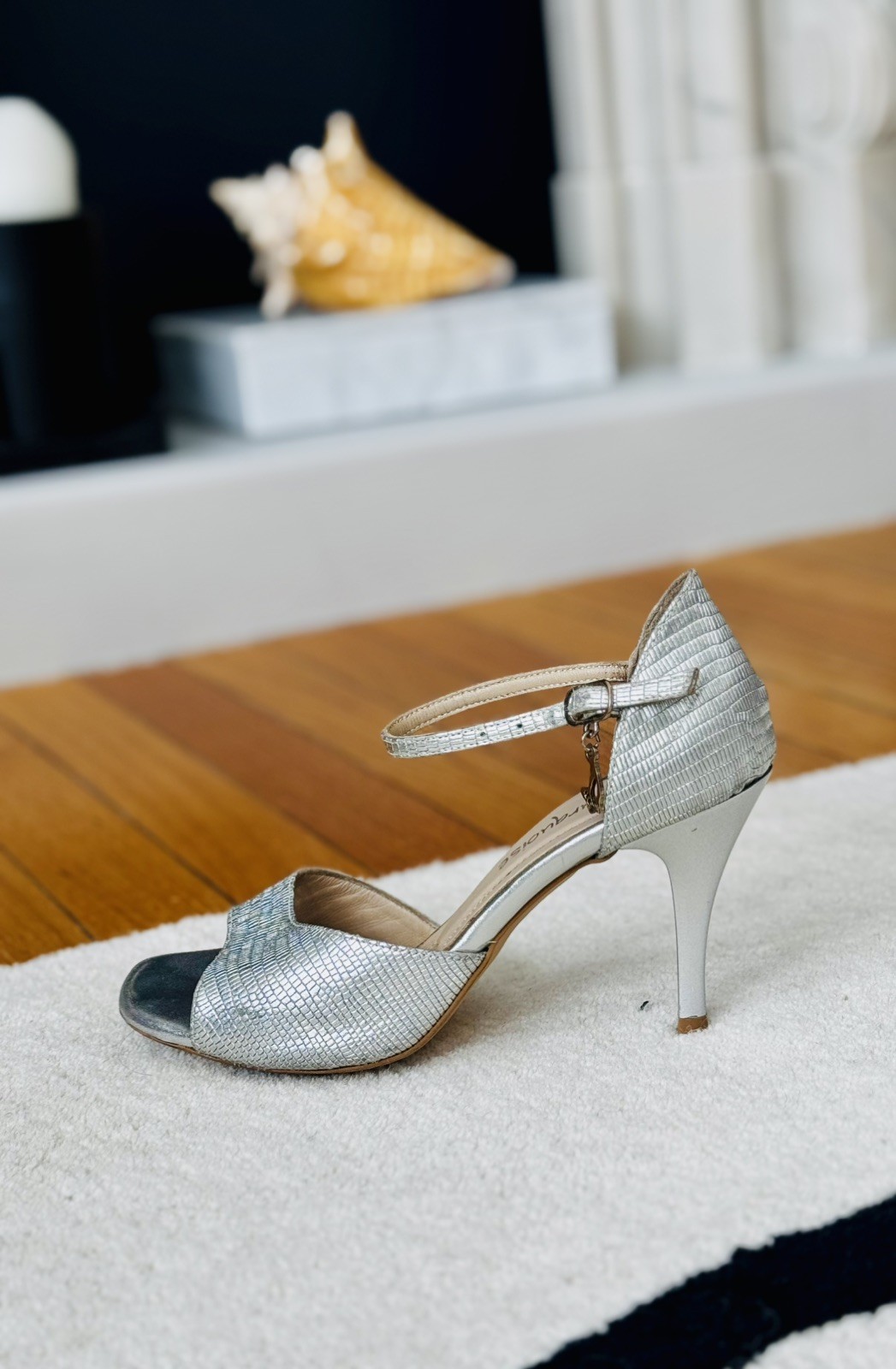 Zapatos de Tango Argentino Turquesa, Cuero Plateado EUR 36 US 6 Hechos en Turquía