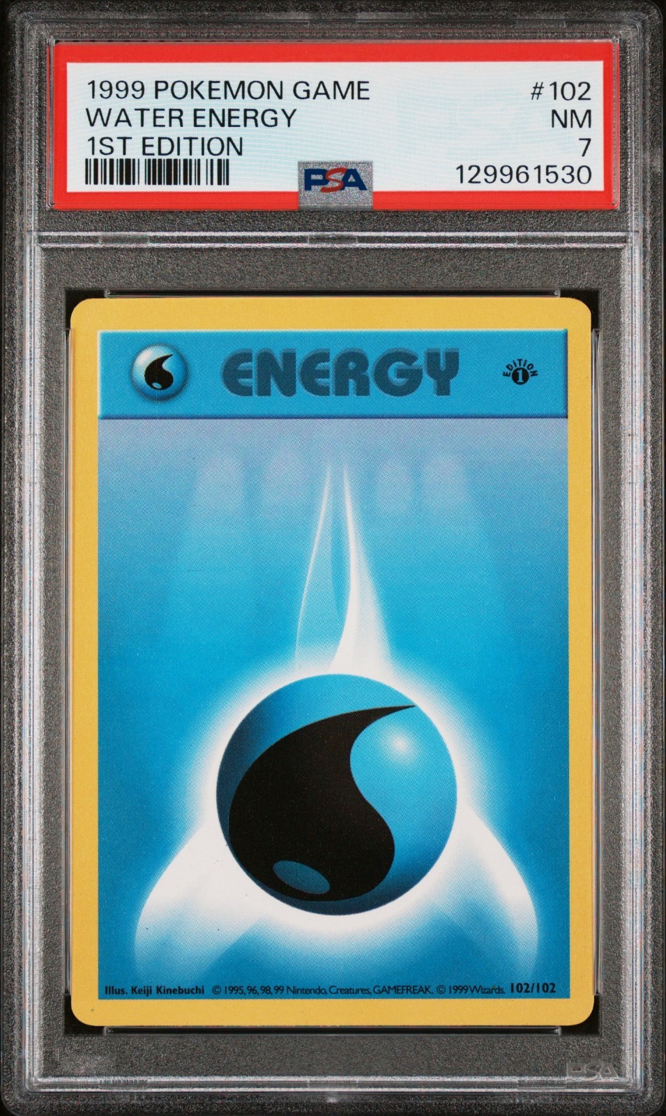 1999 Pokemon Base Basic 1st Edition Water Energy 102 PSA 7 NEAR MINT