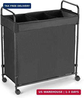 120L Laundry Hamper with Wheels, Rolling Laundry Sorter cart with Metal Frame an