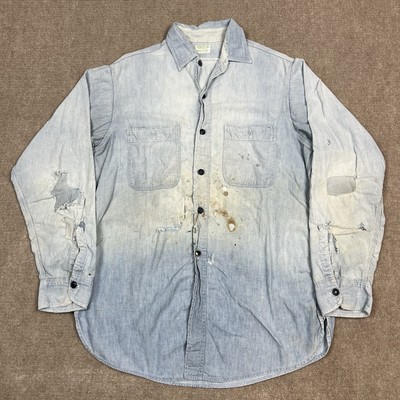 Vintage 40s Hercules Chambray Workwear Button Up Shirt Mens Vintage 40s Hercules Chambray Workwear Button Up Shirt Mens