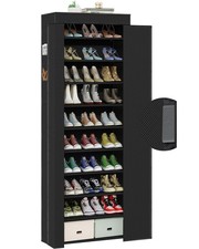 Shoe Rack with Cover, Tall Shoe Rack with Magnetic Closure Cover, 10 Tier Sho...