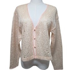 Victoria's Secret Y2K Vintage Peach Open Knit Coquette Fairy Ballet Cardigan M