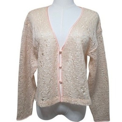 Victoria's Secret Y2K Vintage Peach Open Knit Coquette Fairy Ballet Cardigan M