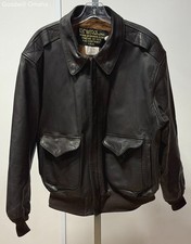Vintage US Wings Size XL Brown Leather A-2 Flight Bomber Jacket Made in USA