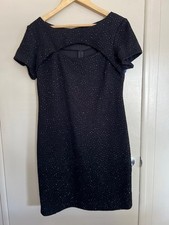 Jessica Howard Sz 12 Black Sparkle Cap Sleeve Stretchy Lined Sheath Dress